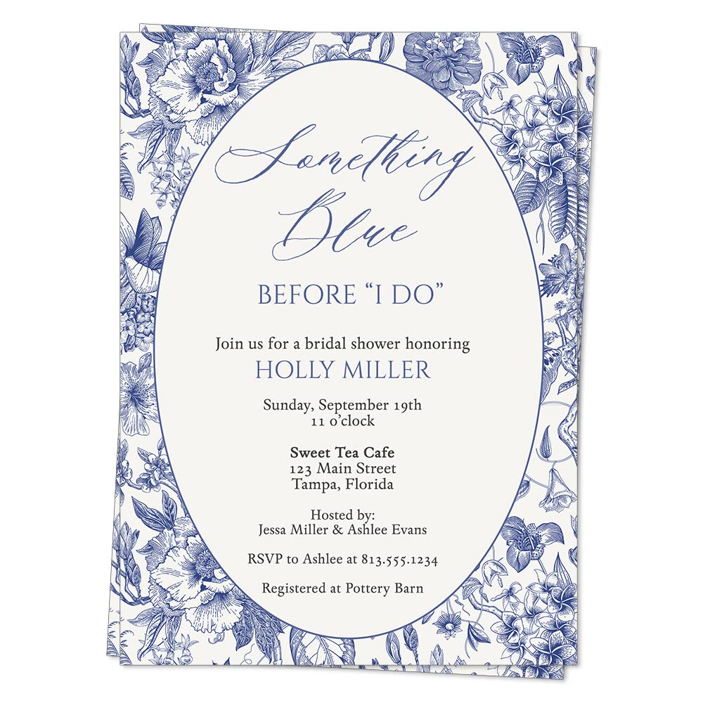 Something Blue Before I Do Bridal Shower Invitations Customized Invites 5x7 With Envelopes (12 count)