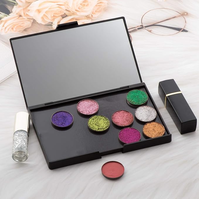 Allwon Empty Magnetic Plastic Eyeshadow Makeup Palette with 15Pcs Adhesive Empty Palette Metal Stickers for Eyeshadow Lipstick Blush Powder (Pack of 2)