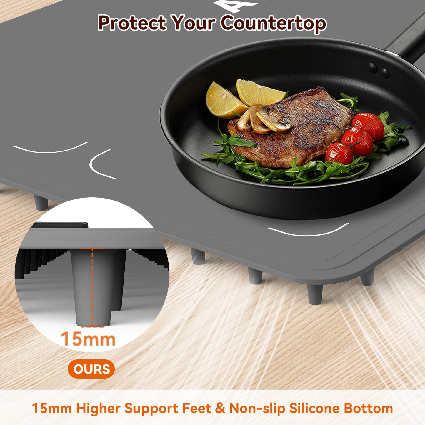 Newise Graphene Food Warming Mat with Dual Zone Control, XXL 36"x17" Electric Heating Tray, 6 Temp & Timer Settings, Fast Even Heat for Buffets, Parties, Family Dinners, Gift for Mom & Wife (Gray)