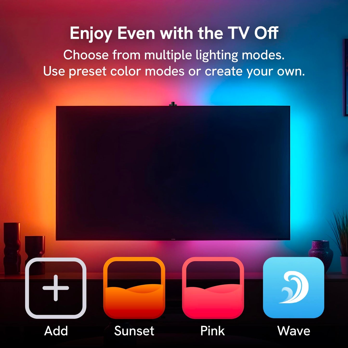 Aura TV Backlight Sync to Screen for 55-65 Inch TV, Camera-Based TV LED Backlight, High Color Sync Accuracy, Voice and App Control, RGB LED Strip Light, Immersive TV Lights