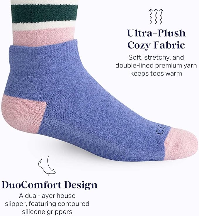 Comrad CozyGrip Slipper Socks - 10-15mmHg Graduated Compression Socks - Dual-Layer Knee High Socks with Anti-Slip Grips