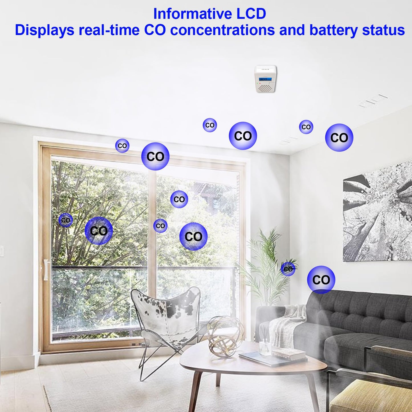 2 Pack Carbon Monoxide Detectors,Portable CO Alarm Detector Device with LED Digital Display for Home,Travel,Battery Powered (Batteries NOT Included)