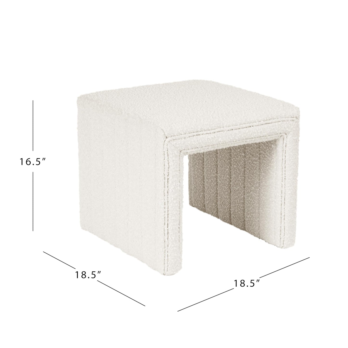 HomePop Modern Channel Tufted Ottoman Home Décor|Ottoman for Living Room & Bedroom - Cream Boucle