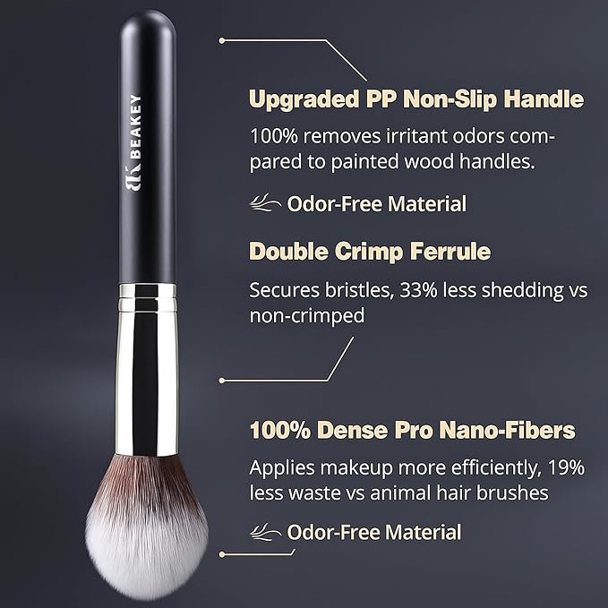 BEAKEY Makeup Brushes Set, Professional Foundation Eyeshadow Concealer Blush Powder Bronzer Applicator, 2 Blender Sponge with Beauty Paper Case,Stocking Stuffers