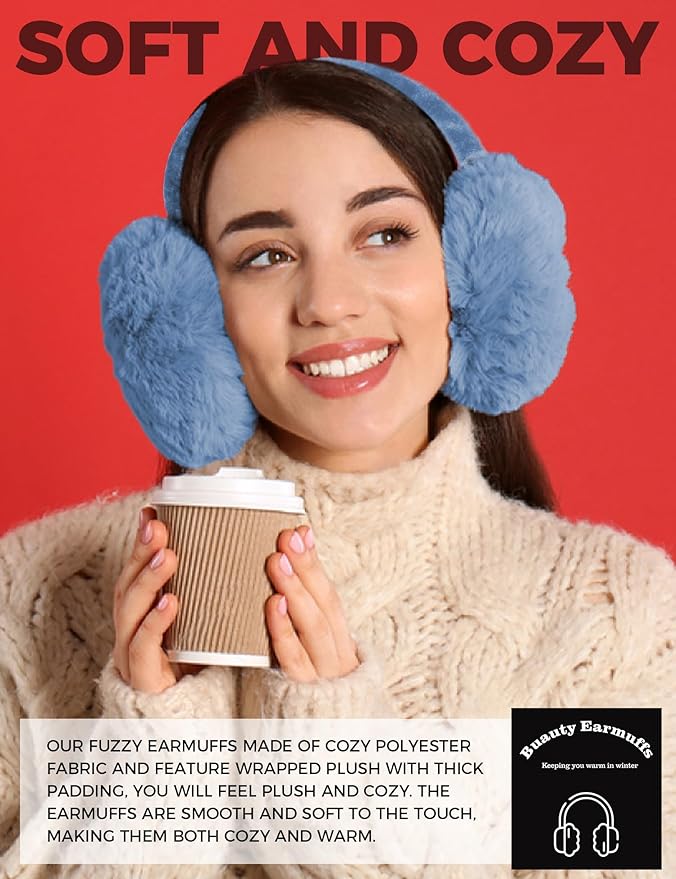 Buauty Ear Muffs Winter Women Men Soft Earmuffs Cute Ear Covers Cold Weather Fluffy Ear Warmers Headband Winter Accessories