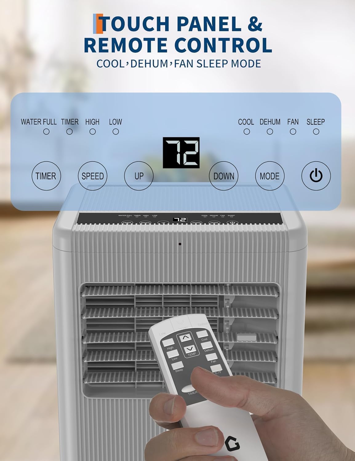 10,000 BTU Portable Air Conditioners - 3-in-1 Cooling, Dehumidifier & Fan - Low 50 dB, LED Display, 24H Timer, Sleep Mode, Remote, Window Kit - Cools Up to 450 Sq.Ft - Black Control Panel, US