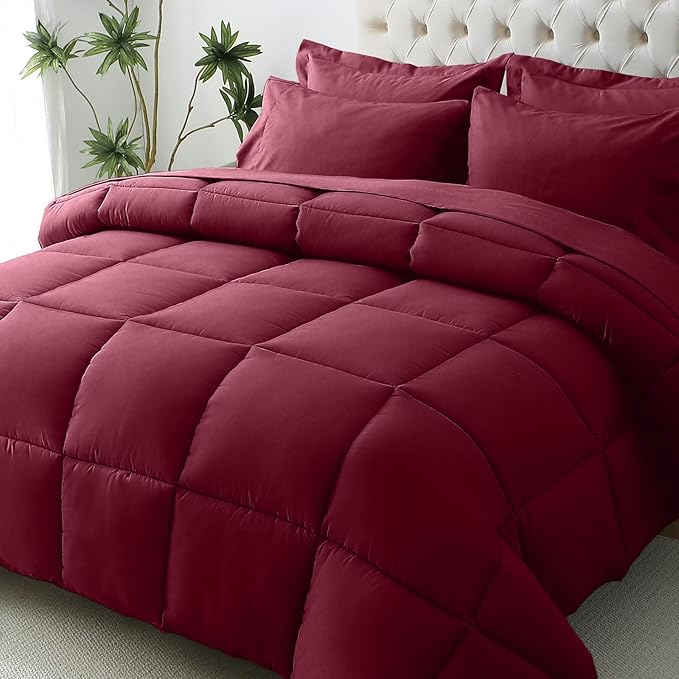 JOLLYVOGUE Queen Comforter Set, Ultra-Soft Bed in a Bag Queen Size 7 Pieces, Oeko-TEX Certified Bedding Set with Down Alte...