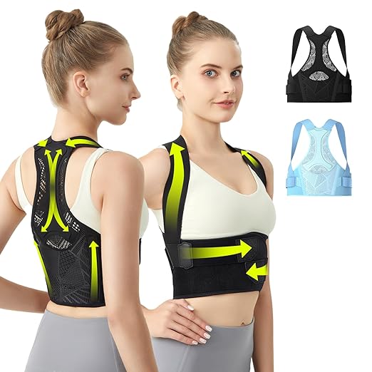Posture Corrector for Women - Lightweight and Breathable Back Brace for Pain Relief, Rounded Shoulders and Hunchback, Compact & Portable with Fashionable Design, Invisible Under Clothes Black M