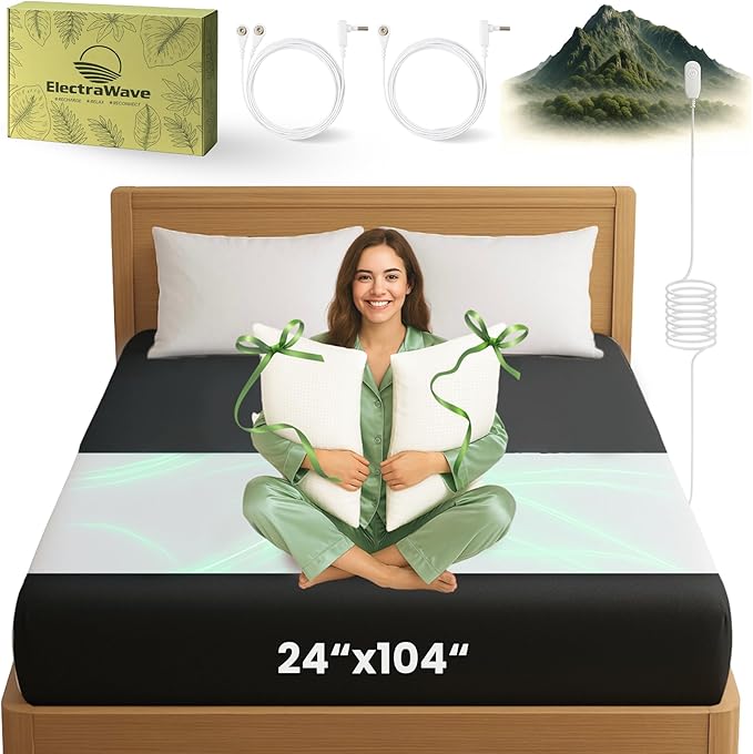 ELECTRAWAVE Premium Custom-Sized Grounding Sheet 24" x 104", Grounding Pillowcases – 93% Organic Cotton, 7% Pure Silver Fiber, Earthing Sheet Sleep Support, Wellness Naturally