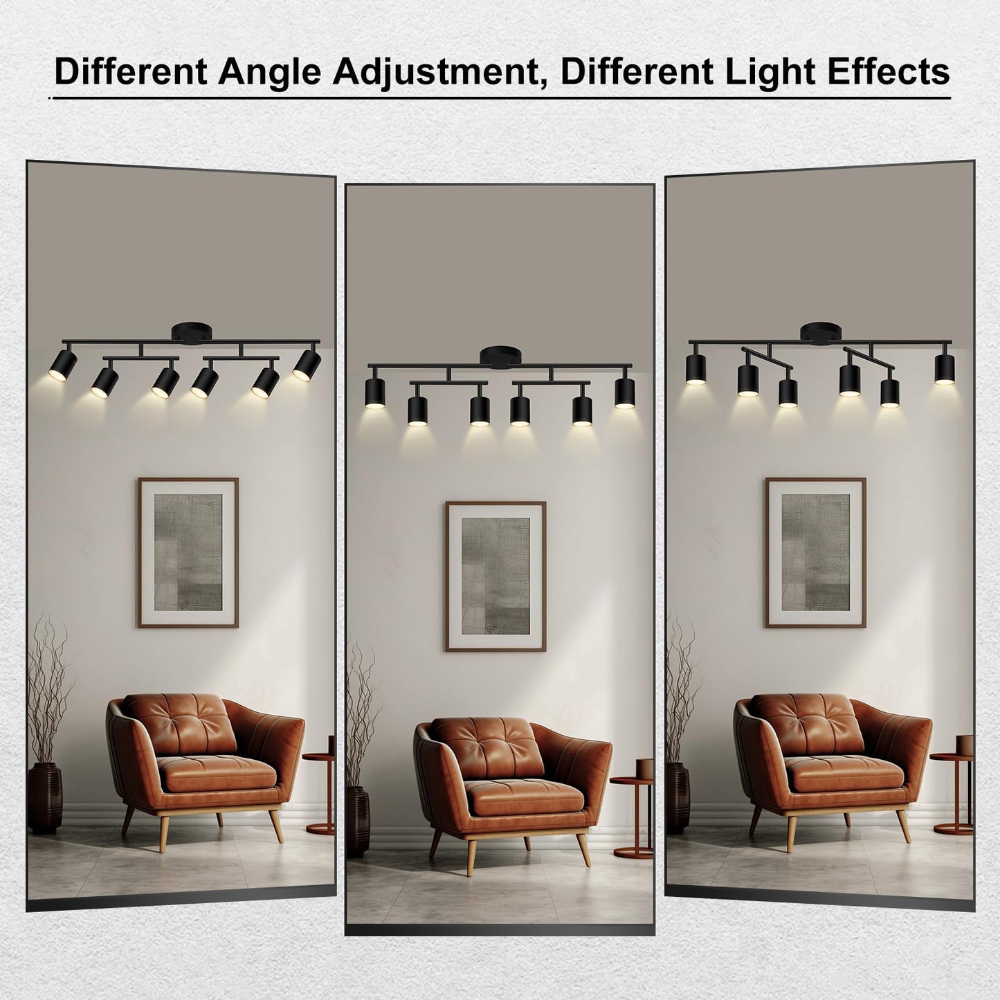 AUQUEE 6 Light Track Lighting Fixtures Ceiling, Matte Black Kichen Track Lighting Fixtures with Rotatable Light Heads, Upgrade Light Poles, Modern LED Sopt Lights for Kitchen/Hallway, No GU10 Bulb