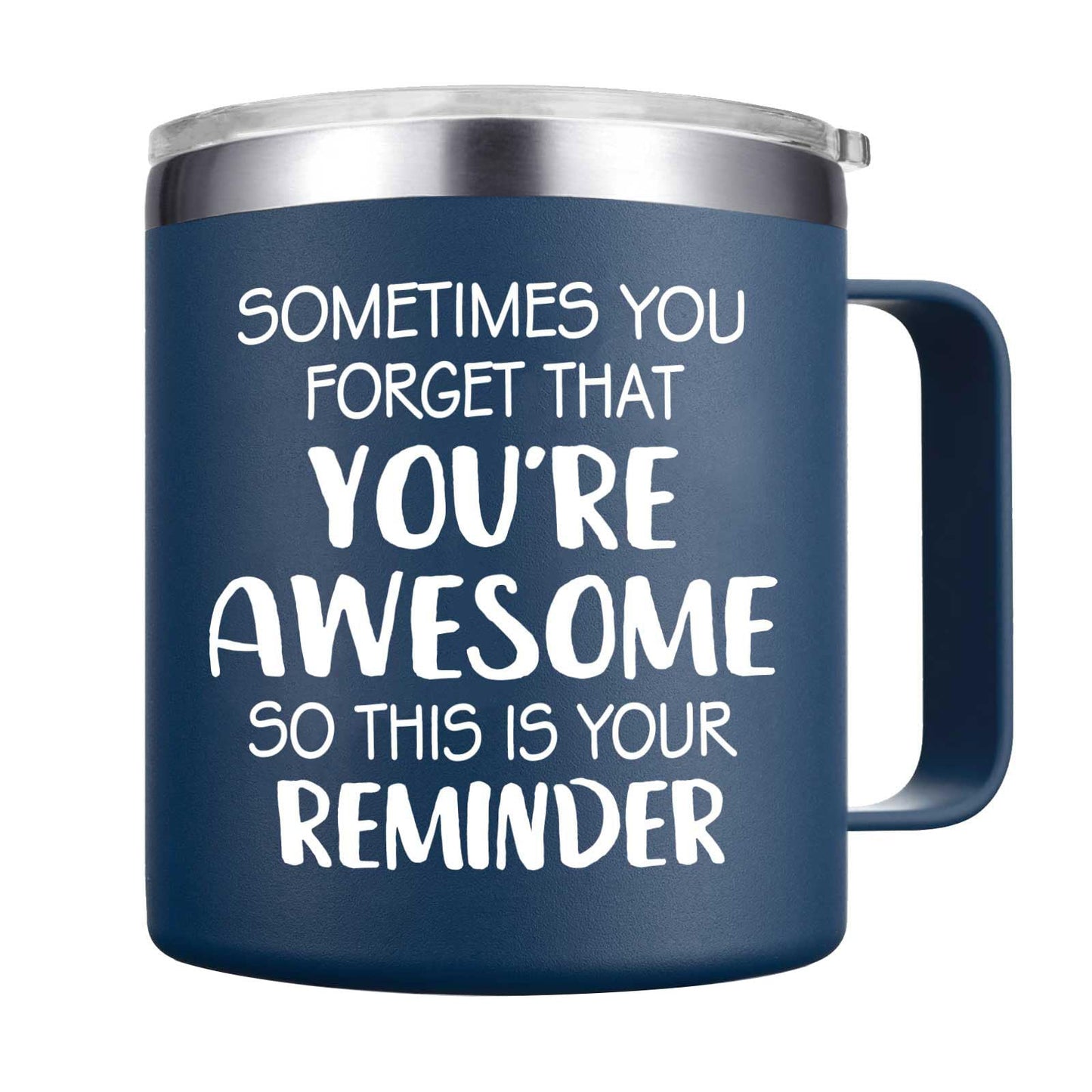 Abledn Birthday Gifts for Men - Sometimes You Forget You're Awesome Mug, Inspirational Birthday & Holiday Presents for Men, Him, Dad, Guy - 14Oz Navy Blue