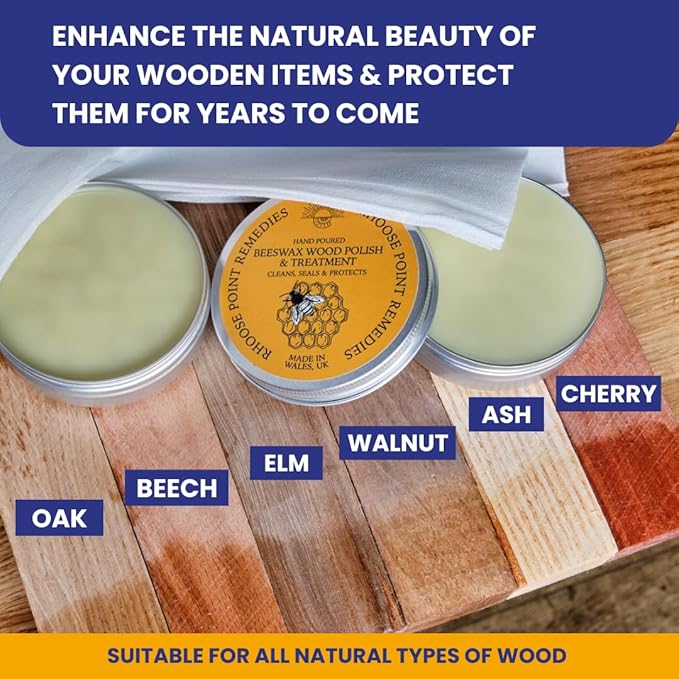 Premium Food-Safe Beeswax Wood Polish & Furniture Wax – Hand Poured Wood Conditioner | Eco-Friendly & Non-Toxic | Protects & Restores All Wood: Furniture, Toys, Cutting Boards, Ornaments (3.5 Fl Oz)