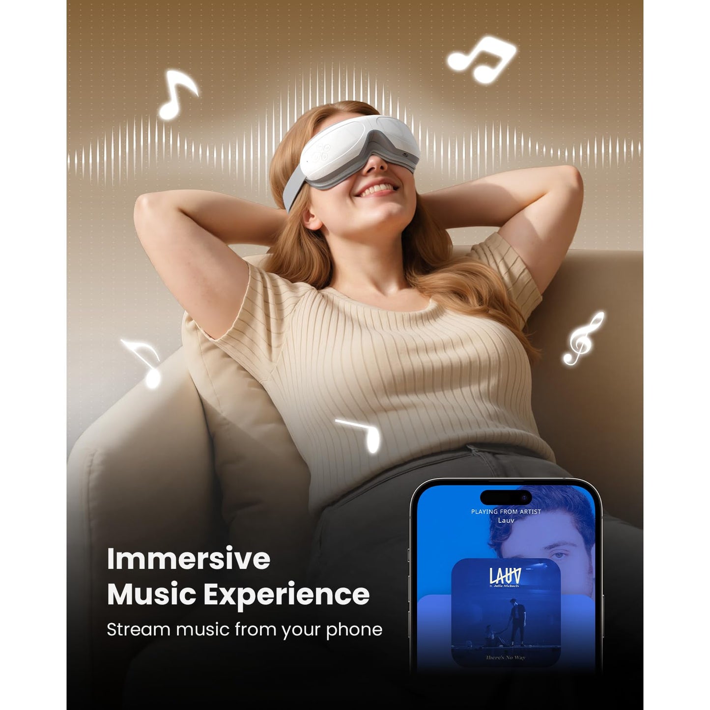 BOB AND BRAD Eye Massager FSA Eligible/HSA Eligible, EyeOasis 2 Heated Eye Mask for Migraines with Music, Smart Migraine Massager Warm Compress Therapy for Migraines, Dry Eyes, and Eye Strain Relief