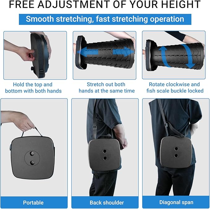 ZTMT Upgraded Square Folding Stool, Max Load Capacity 485lbs, Portable Collapsible Seat, Telescoping Foldable Stool for Camping,Fishing,Hiking,Travel