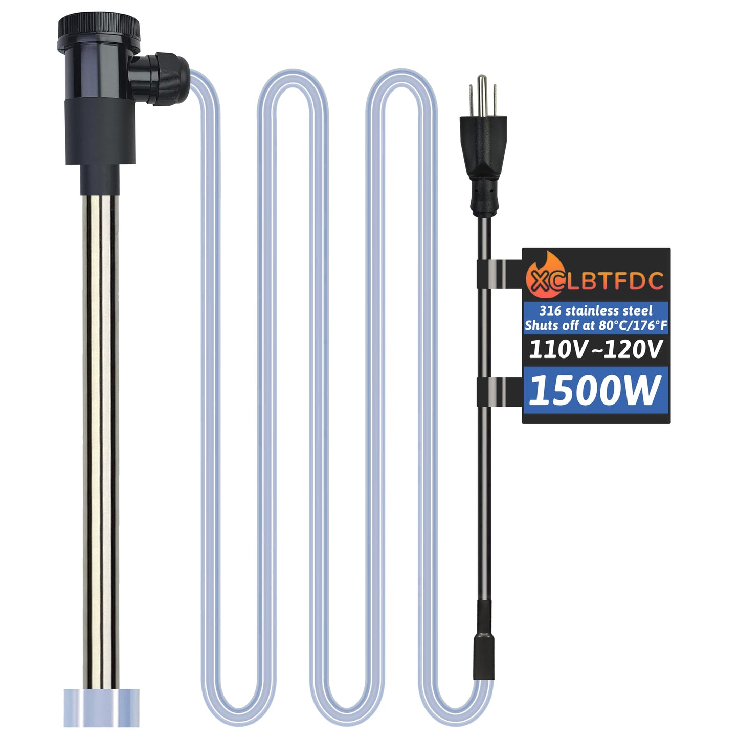 XCLBTFDC 1500W Submersible Water Heater Portable Electric Pool and Hot Tub Immersion Water Heater with Temp Control, WiFi Timer for Inflatable Pool, Spa, Inflatable Pool, above ground pool and Bathtub