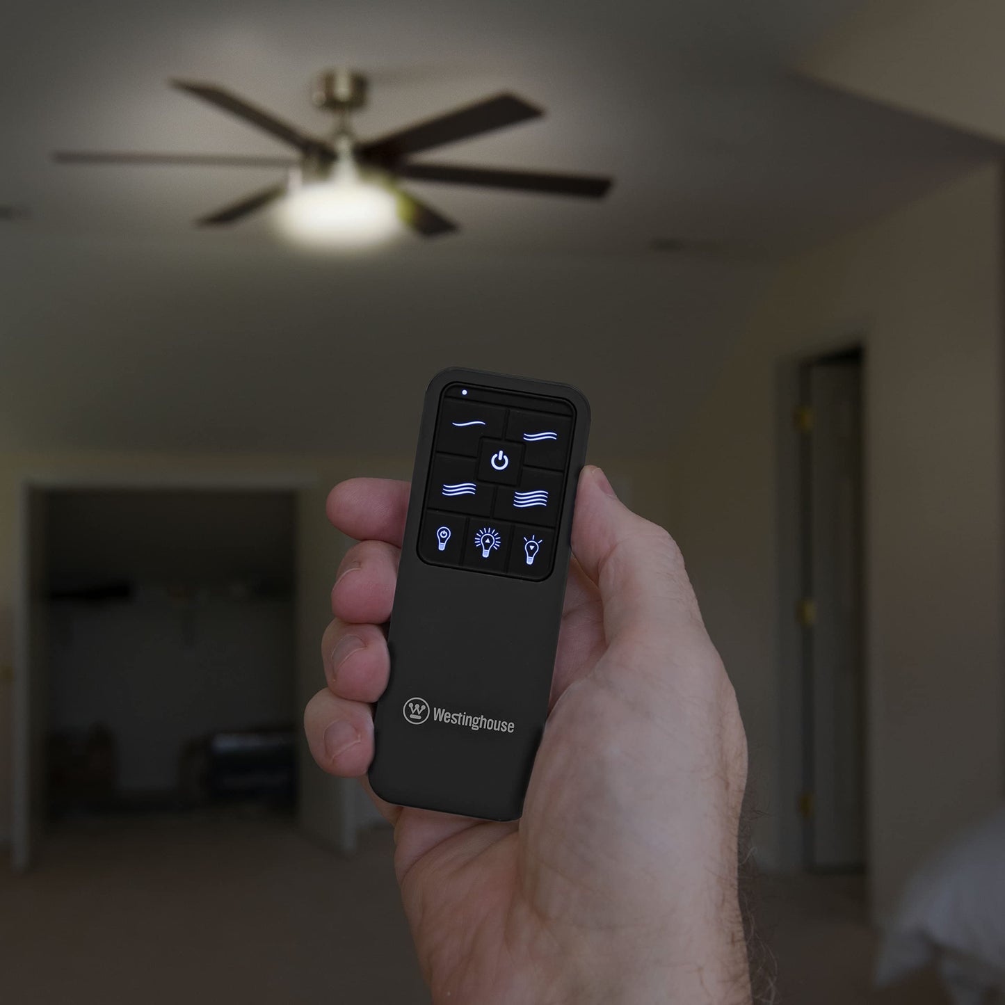 Westinghouse 7787900 Four Speed Black Ceiling Fan Remote Control With Backlit Buttons
