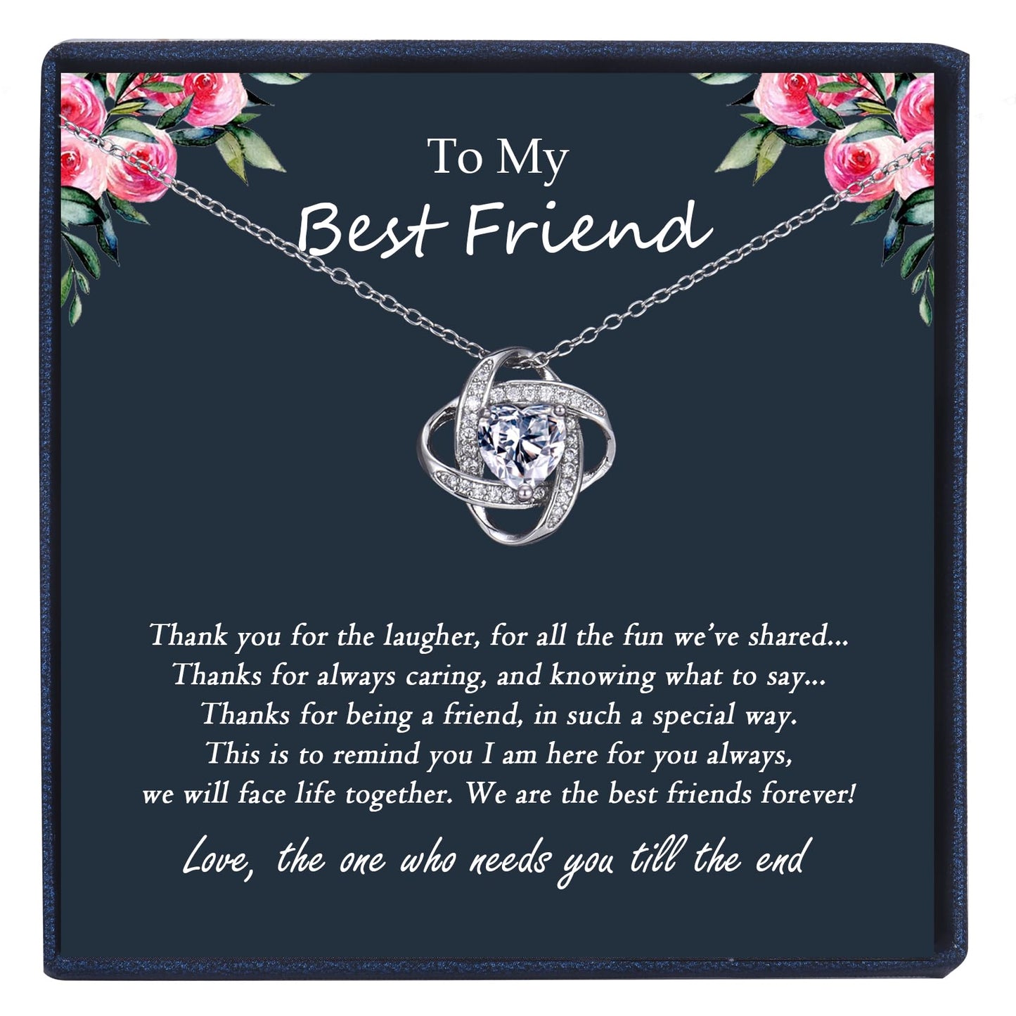 EPIRORA Best Friend Birthday Gift for Women- Love Knot Pendant Necklace for Bestie, Friendship Bff Jewelry Gifts for Friend, 18"