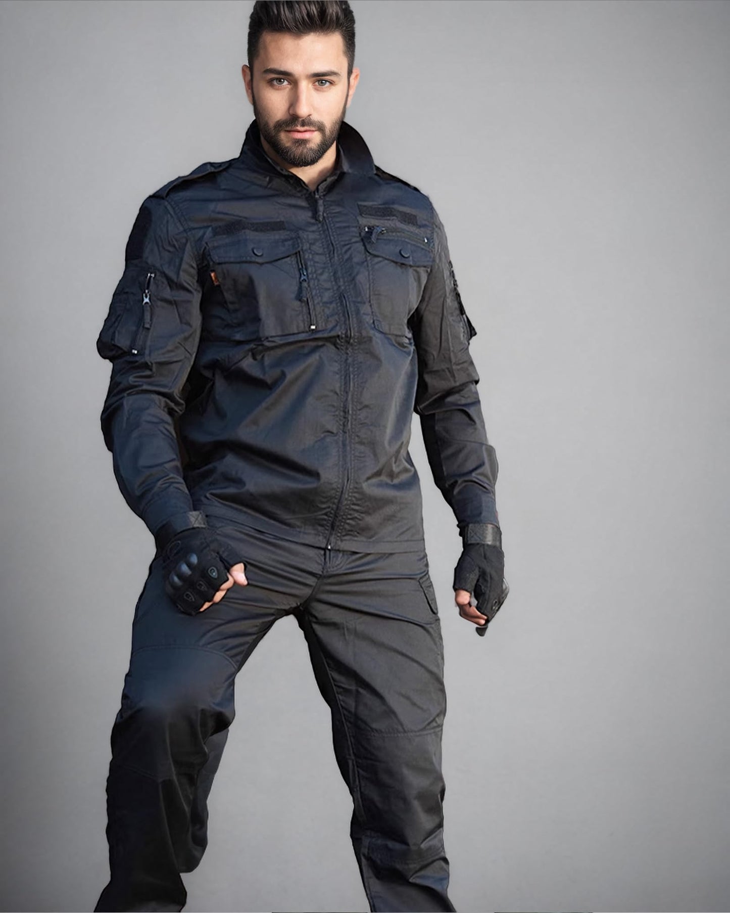 Men's Tactical Jacket and Pants Military Uniforms Suits Ripstop Army Hunting Paintball Airsoft Gear Black S