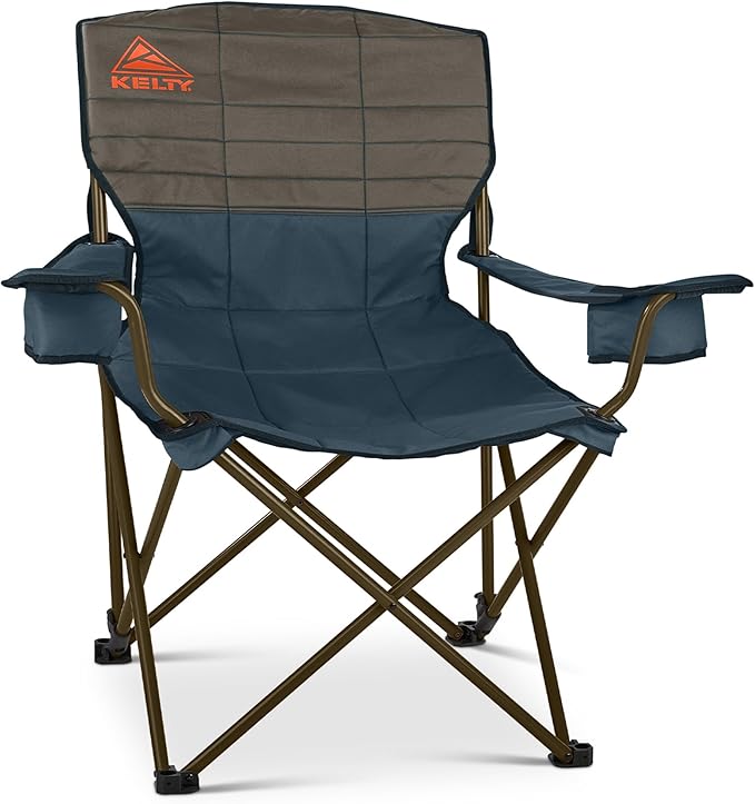 Kelty Deluxe Lounge Chair – Folding Outdoor Camp Chair, Insulated Cupholders, Customized Recline, Steel Frame, Padded Roll...