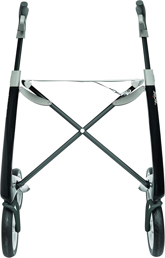 byACRE Carbon Ultralight Rollator Walker with Organizer Bag, Wide Track, 18.5" x 24" Seat (W x H), Black