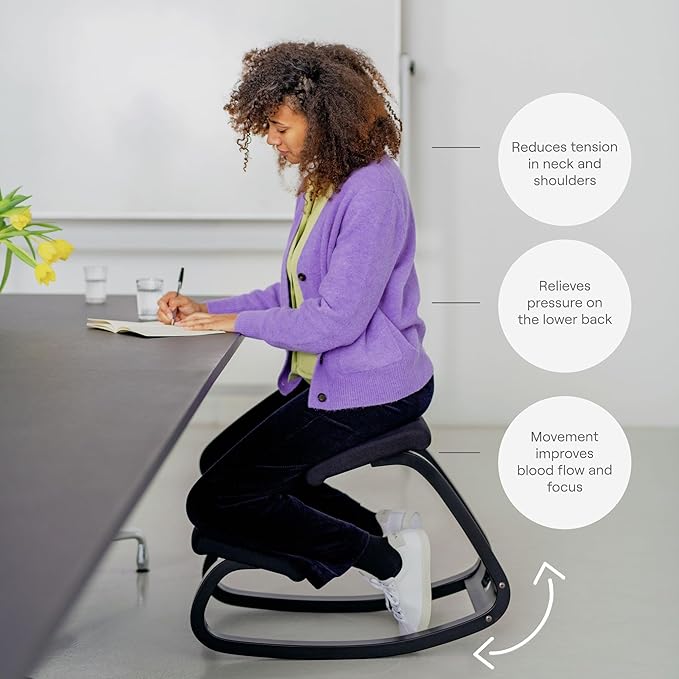 Varier Variable Natural/Blue Ergonomic Office Kneeling Chair – Active Sitting, Rocking Seat for Home, Study & Posture Support – 10 Year Quality Guarantee