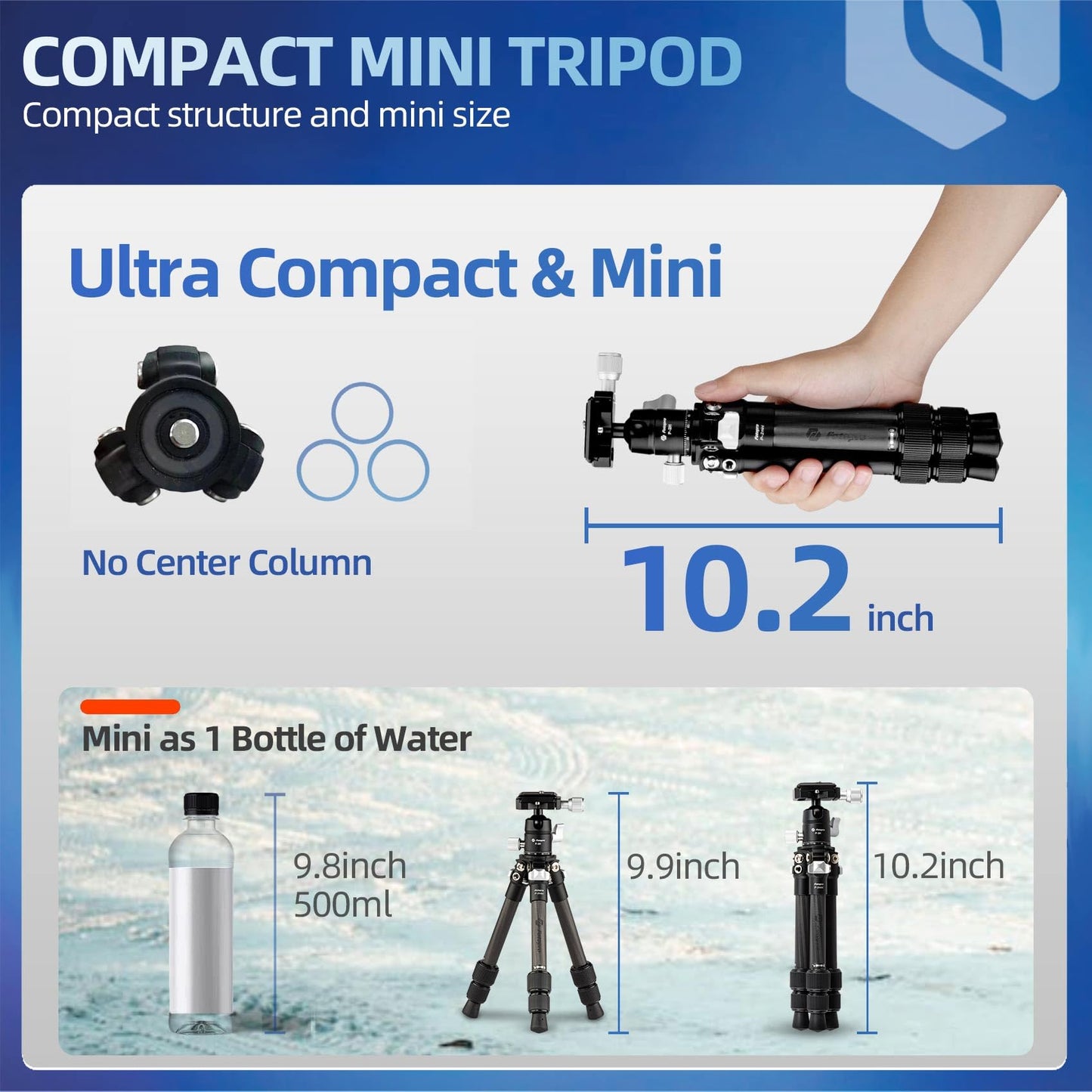 Fotopro Carbon Fiber Mini Tripod Lightweight Compact Travel Tripod With 360 Degree Ball Head, Qr Plate For Camera Camcorder Mini