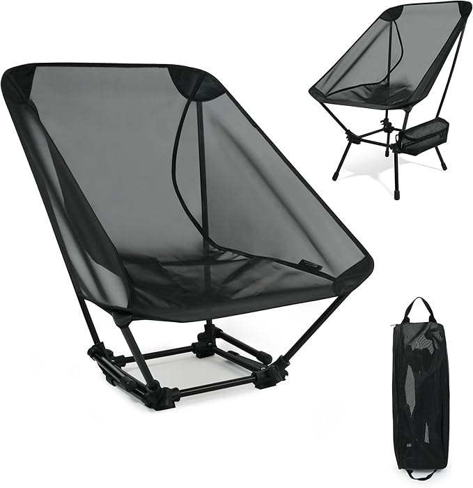 喜马拉雅 Himalaya Ultralight Beach Chair, 2 Heights Lightweight Camping Chair, Folding Mesh Backpacking Chairs, Portable Compa...