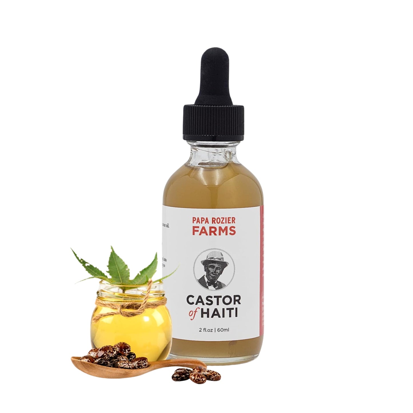 Papa Rozier Farms Pure Organic Castor Oil for Hair Growth, Skin Moisturizer, Grow Eyelashes, Eyebrows and Nails Treatment, 2 Flu