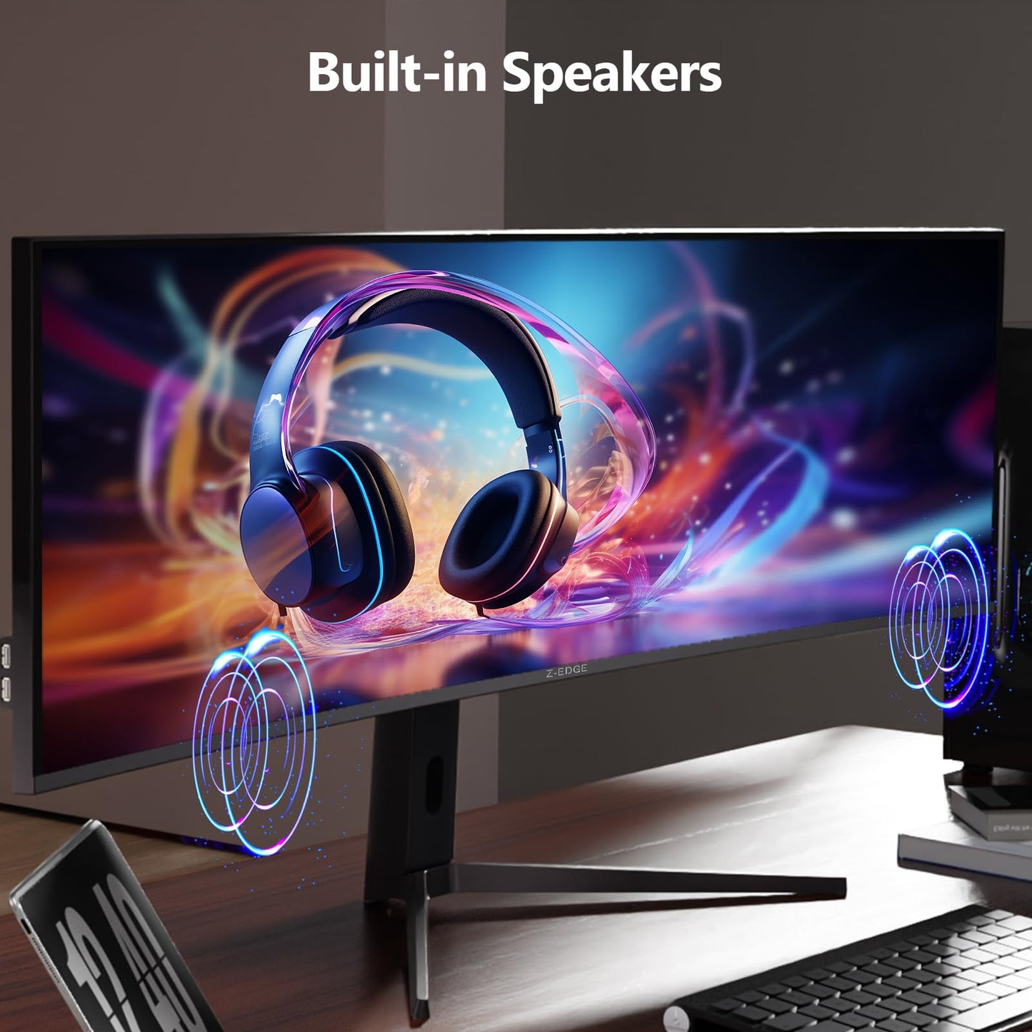 5K Monitor, Z-Edge 40 inch Ultrawide Curved Gaming Monitor, UHD 5120x2160 IPS Computer Monitor, 300 cd/m², 120Hz Refresh Rate, 1ms Response Time, UG40 2*HDMI(2.1) 2*DP(1.4) with Speakers