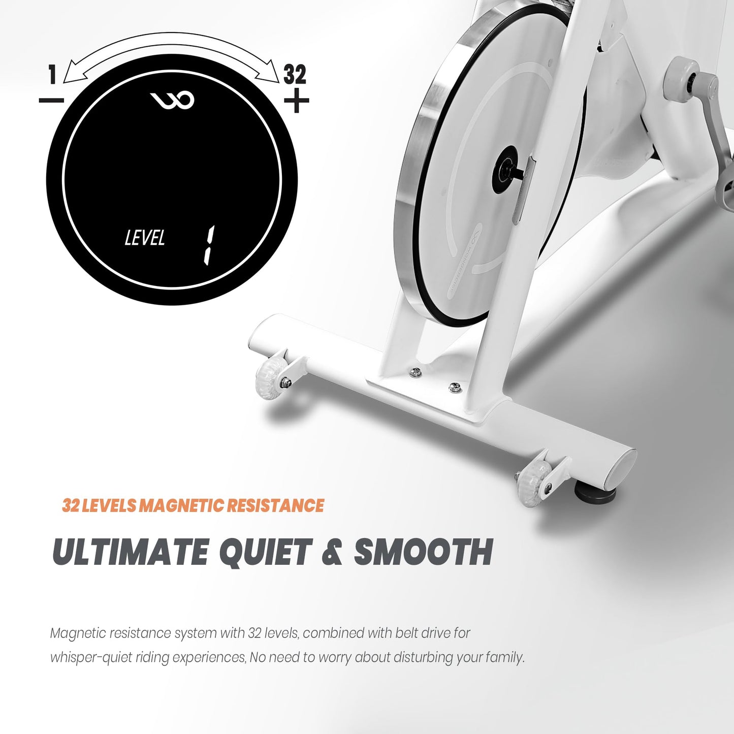 Wonder Core Exercise Bike, Wondercise Bike - 32-Level Magnetic Resistance Stationary Bike for Home Gym, Indoor Cycling with 13.2lbs Flywheel, Exclusive App, Tablet Holder, Adjustable Seat/Handlebars