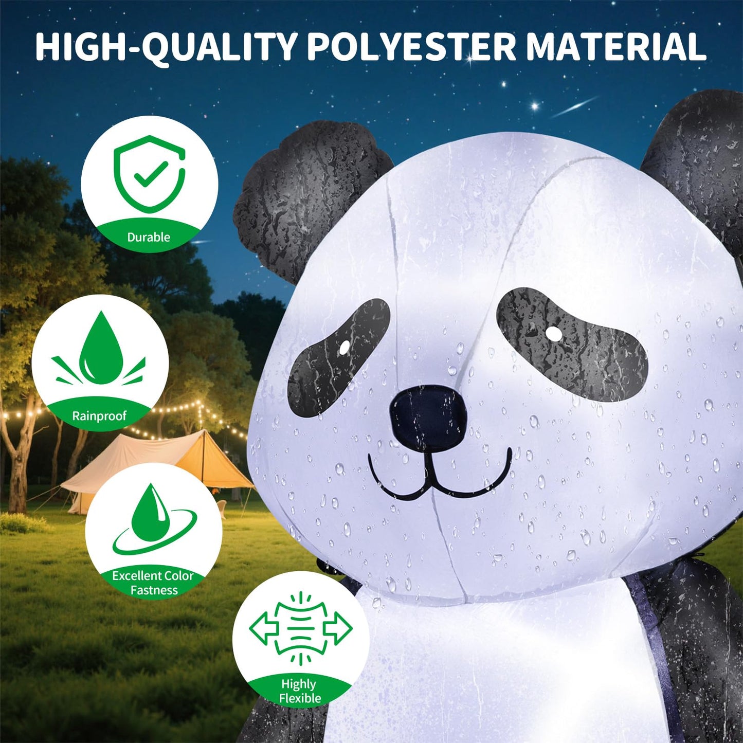 6 Feet Tall Inflatable Panda Decorations – Blow Up Outdoor Lawn Decor with LED Light, Cute Standing Panda Inflatable for Yard, Outside, Indoor, Holiday Party and Christmas Decorations