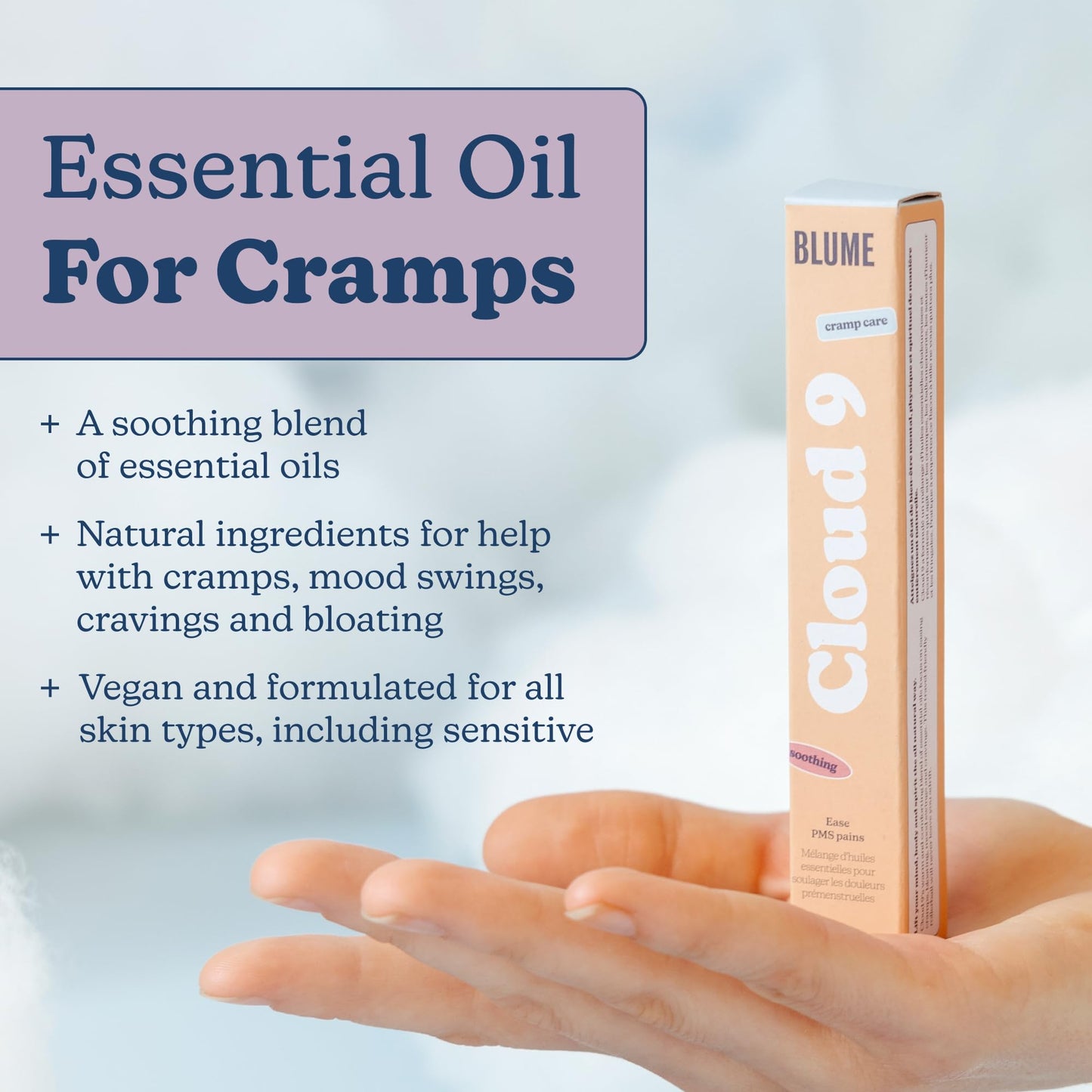 Blume Cloud 9 Cramp Relief Oil - Essential Oil Roller for Period Relief, Cramps, Cravings & Bloating - Infused with Clary Sage,