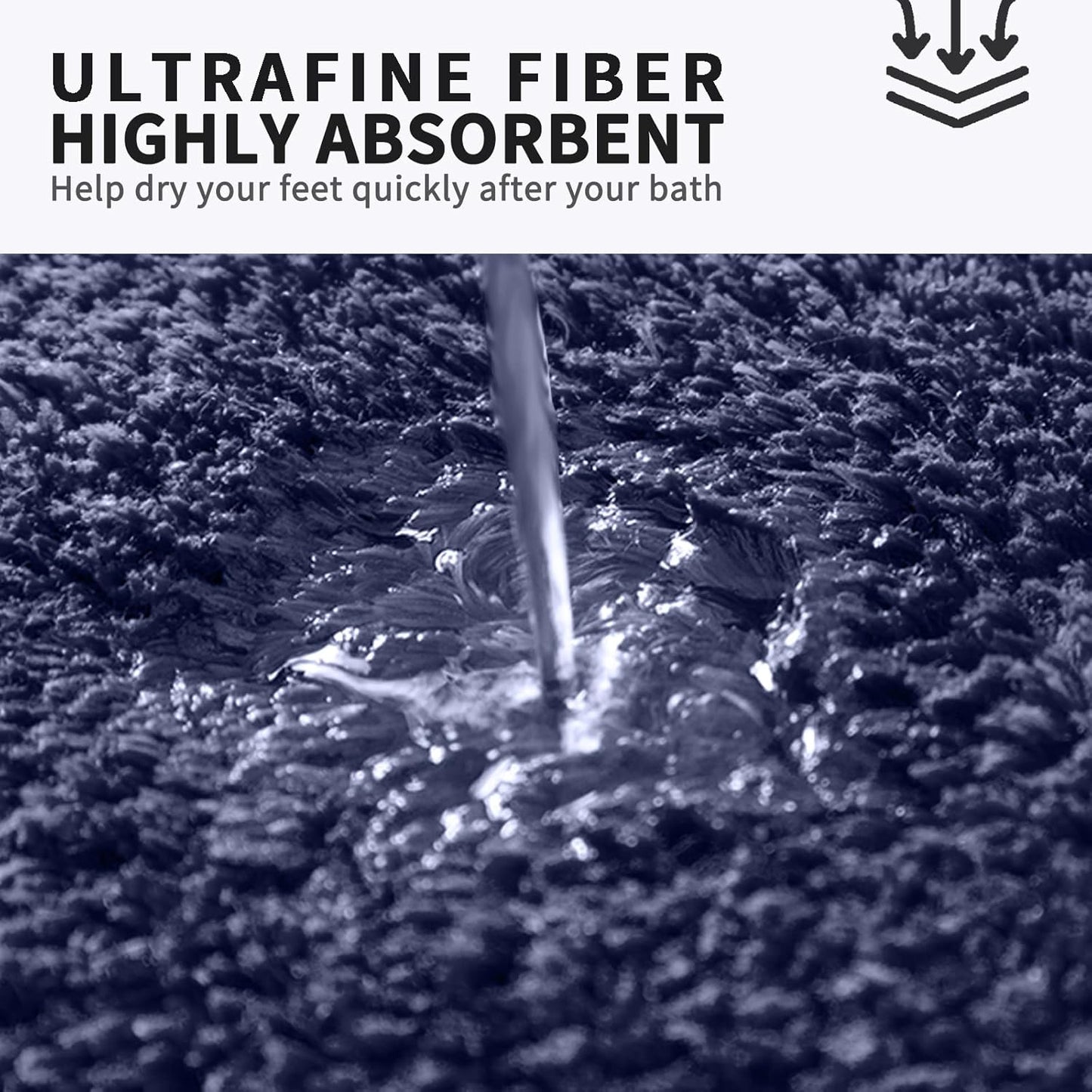 FIFU Bathroom Runner Rug 24" W x 60" L, Bath Mats for Bathroom, Bedroom & Kitchen, Non-Slip Rubber Latex Backing, Comfort & Soft Shower Bathmat & Carpet for Sink, Home & Hallways, Navy Blue
