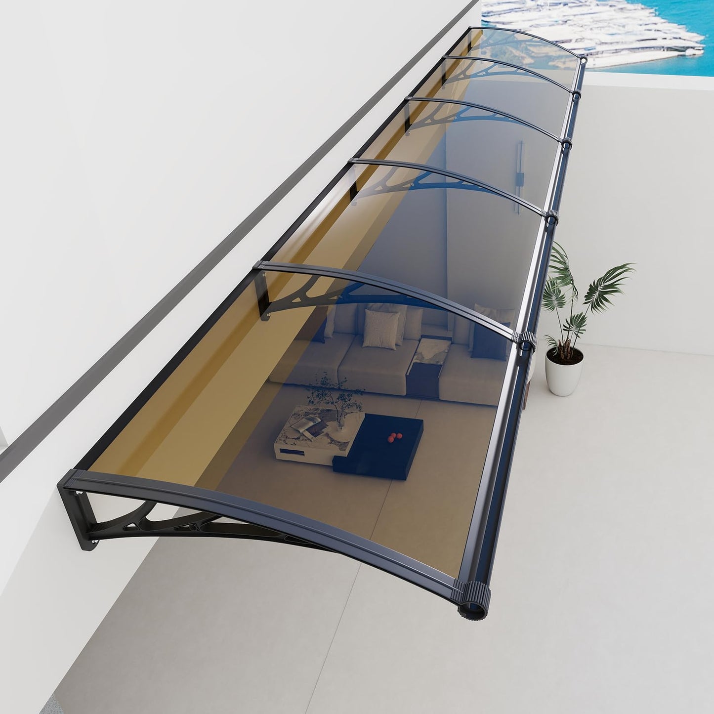 Awning for Door Entrance,40x120 inch Awnings for Doors with Separate Drainage,Front Door Awning Exterior,Polycarbonate UV, Rain, and Snow Protection for Porch,Patio,Window,Deck