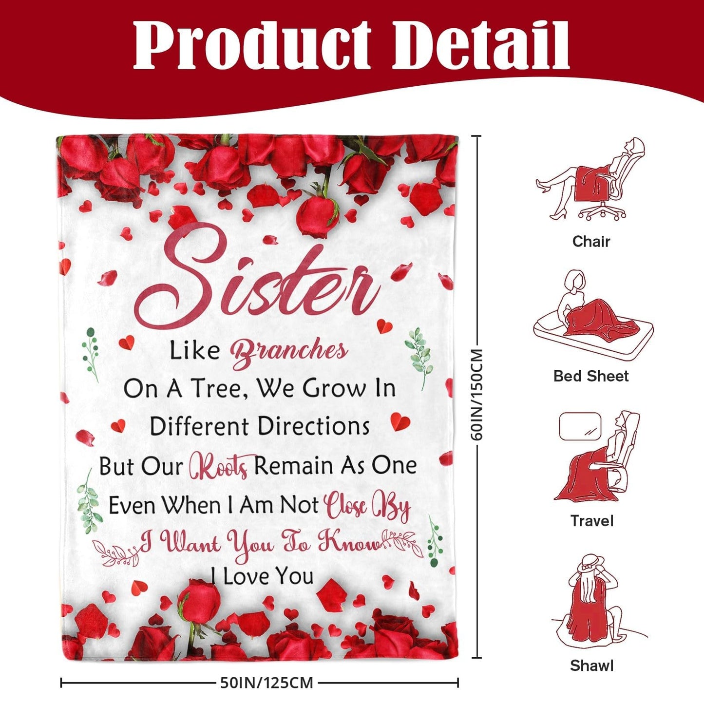 Sister Birthday Gifts - Gifts for Sister Birthday from Sisters Brother - Best Sisters Ever Present for Women - Christmas Mothers Day Valentines Day Gift for Sister‘s Adult - Throw Blanket 50" x 60"