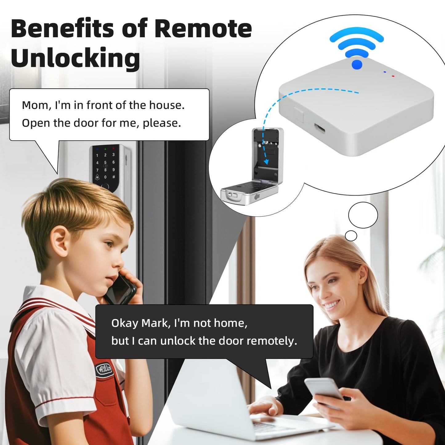 Kenrone Smart Gateway, Tuya App Remote Control, Smart Home Bridge Hub, Support Smart Key Box And Door Lock For Remote Unlocking