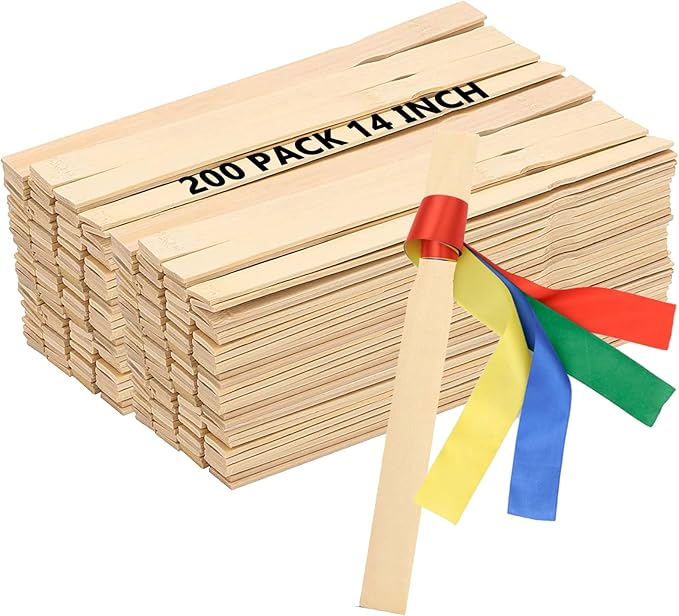 ZOENHOU 200 PCS 14 Inch Paint Sticks, Premium Wooden Paint Stir Waxing Sticks for Crafts Crafting Resin Craft Wood Crafts Paddle Hobby Projects Garden Marker