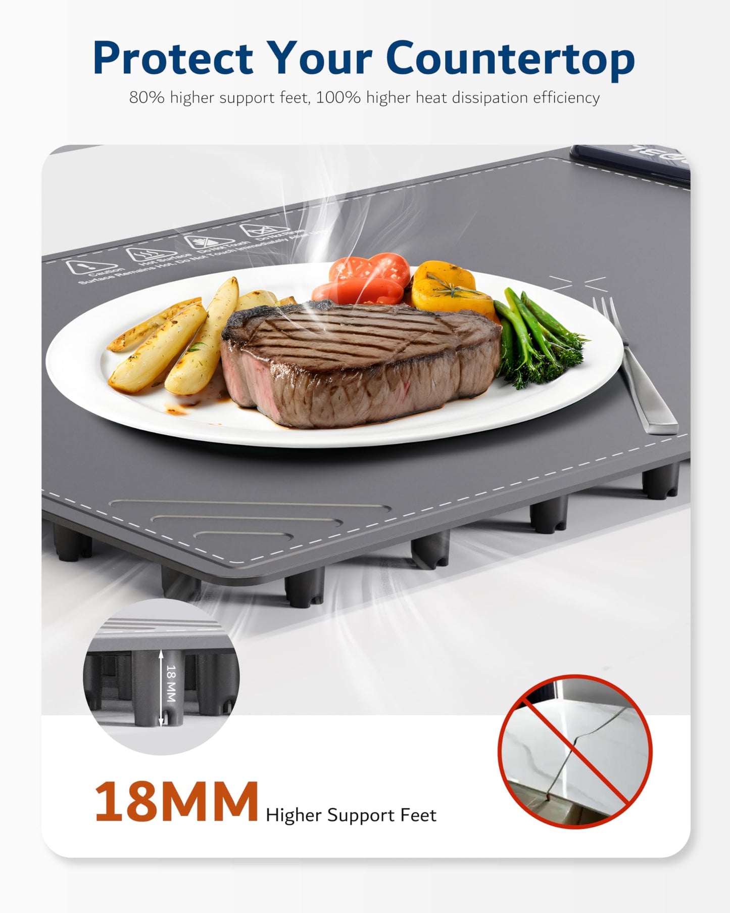 Warming Mat for Food -Electric Food Warming Tray (24"x16"), Rapid Full-Surface Heating, Portable & Rollable Versatile Food Warmer for Countertop, Perfect for Gatherings, Parties &Everyday Use(GRAY)