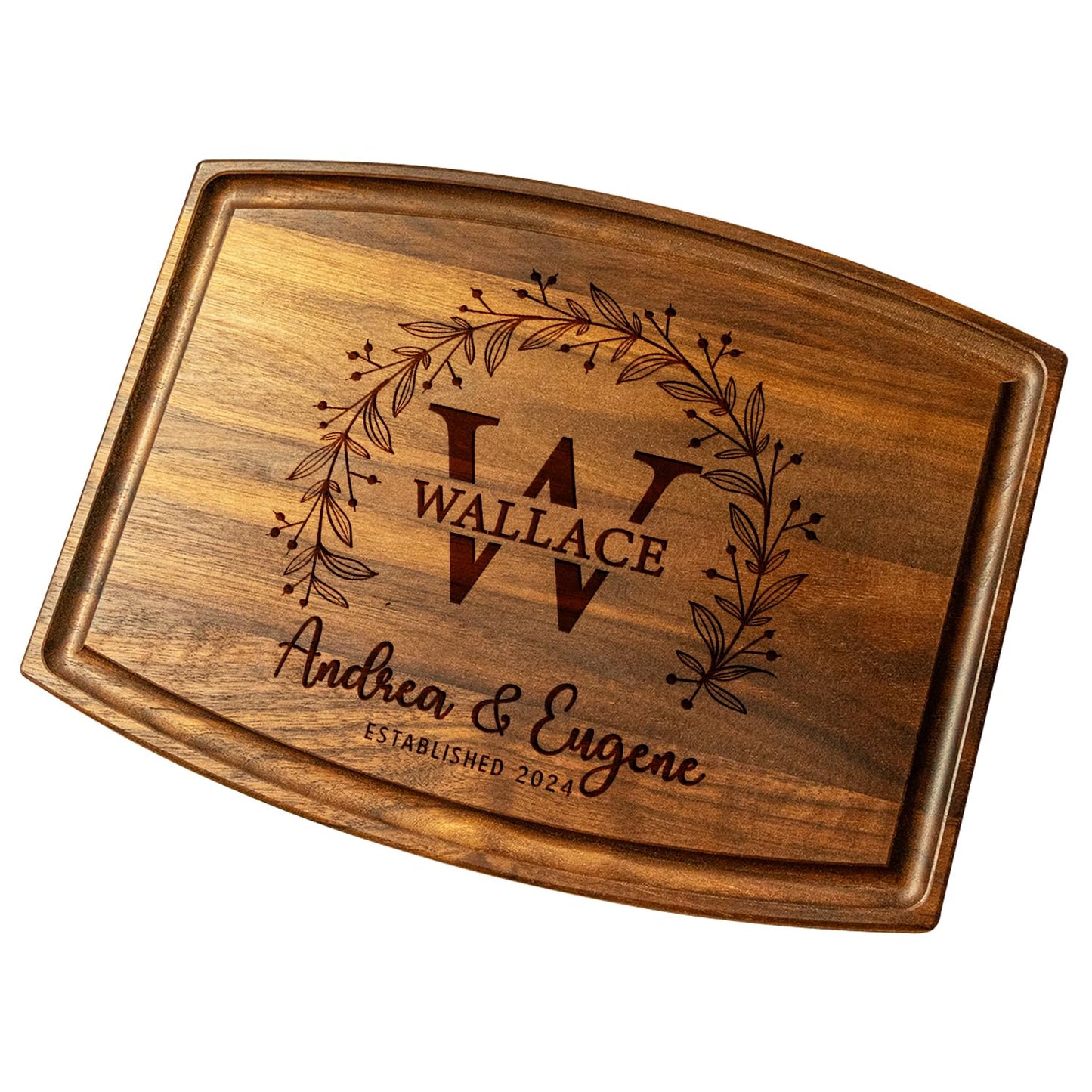 Crafted Treasures Customized Cutting Boards - Personalized Wedding Gift for Couple - Custom Engraved Charcuterie Board - Best Present Idea for Bride, Bridal Shower, Housewarming,Anniversary,Christmas