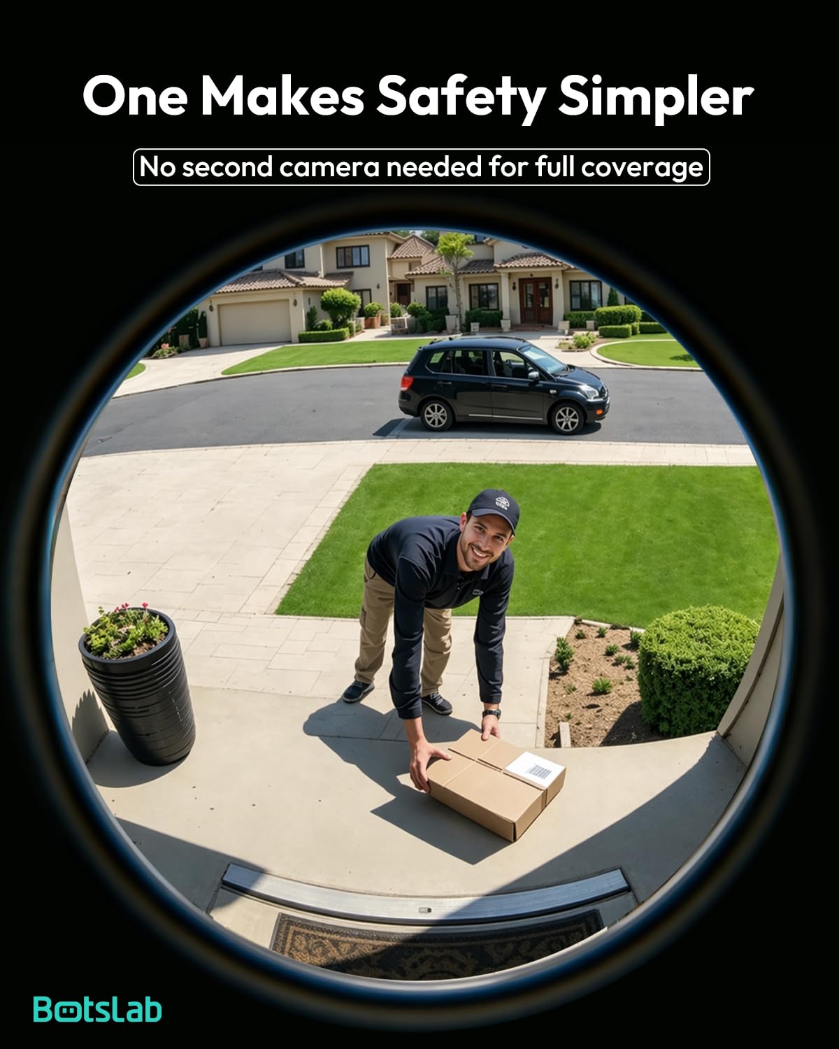 BOTSLAB 5MP Wireless Video Doorbell Camera,180° Head-to-Toe View, AI Motion Detection, VR Mode, Battery or Wired Powered, Easy Installation, Weatherproof, No Monthly Fee, 2.4GHz WiFi