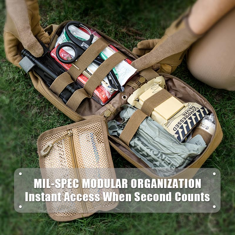 RHINO RESCUE IFAK Trauma Kit with C-A-T Tourniquet, Tactical First Aid Kit Molle Pouch for Military, Combat, Car, Camping,...