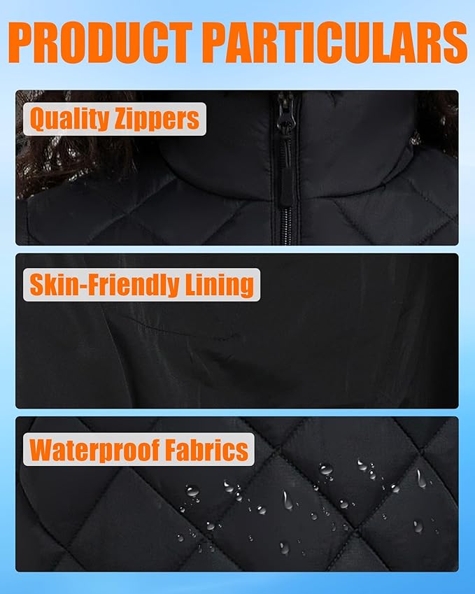 Heated Vest for Women and Men - Quilted Lightweight Heating Jacket Coat, Upgraded 7.4V 10000 mAh Battery Pack