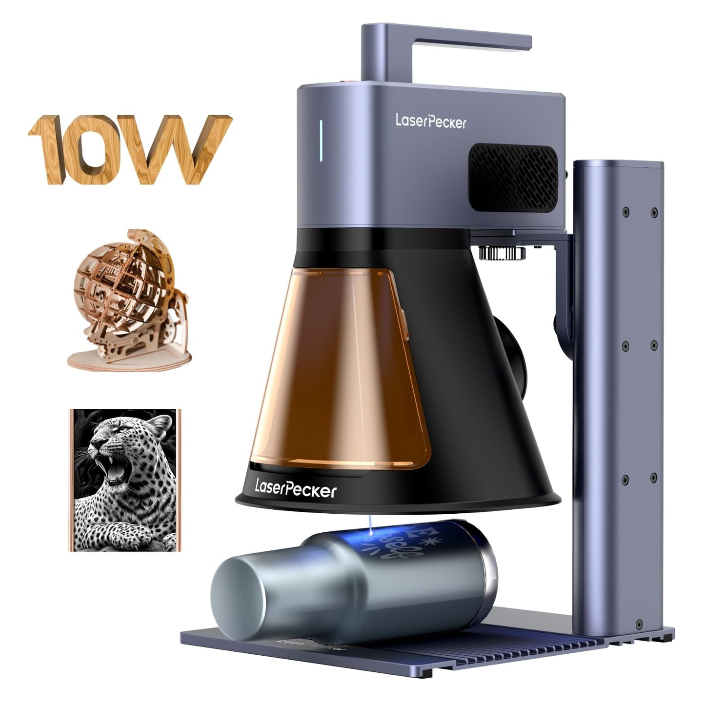LaserPecker LP2 Plus (Basic) 10W Diode Laser Engraver, 4000mm/s Ultra-Fast Speed 4K Precision Portable Cutting & Engraving Machine for Wood, Leather, Acrylic, Coated Metal and etc.