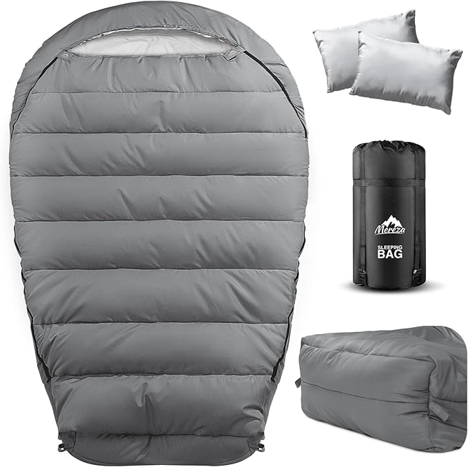 MEREZA Mummy Double Sleeping Bag for Adults with Pillow Cold Weather 0 Degree 2 Person Sleeping Bag for Big Tall Mens Coup...