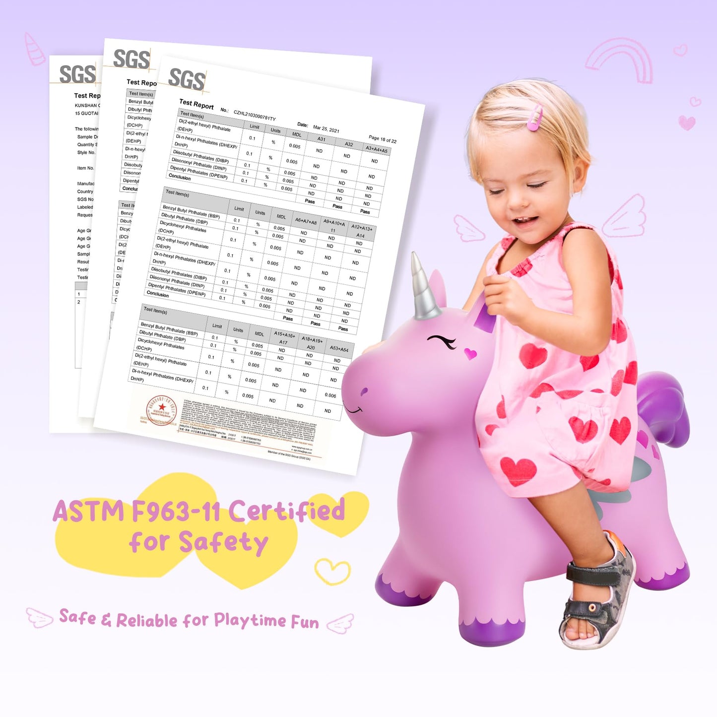 ZOOJOY Unicorn Bouncy Hopper, Inflatable Bouncy Horse Hopping Toys for Toddlers, Indoor Outdoor Bounce and Ride On Bouncer Boys Girls, Birthday Gifts for 18 Months 2 3 4 5 6 Year Old with Pump