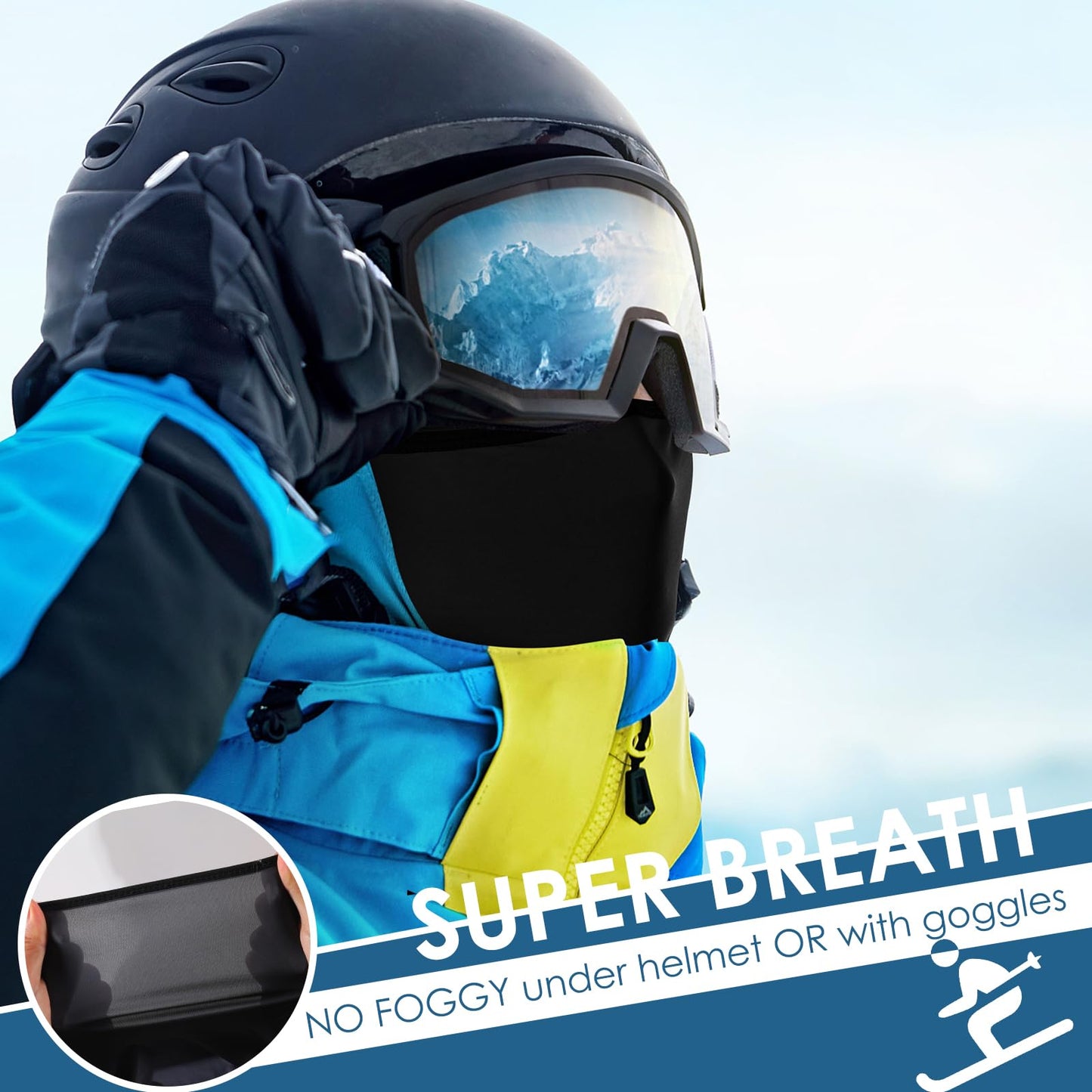 Achiou Balaclava Face Mask, Ski Mask for Men Women Football, Lightweight Sheisty, Ninja Shiesty Sun Hood UV Protector Cycling Black