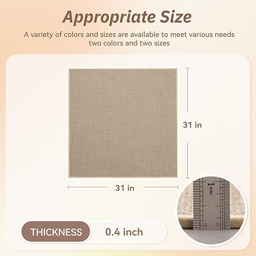 PADOOR Stair-Treads Landing Mat Non Slip Indoor, Square Stair-Runners for Wooden Steps Rubber Backing, Reusable Carpet Stair Treads, Durable Stair-Carpet Treads for Kids and Dogs 31"x31" Beige