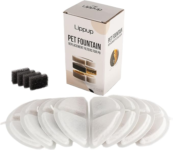 Lippup Replacement Filters for Stainless Steel Cat Water Fountain – 4 Months Set of Activated Carbon & Ion Exchange Resin ...