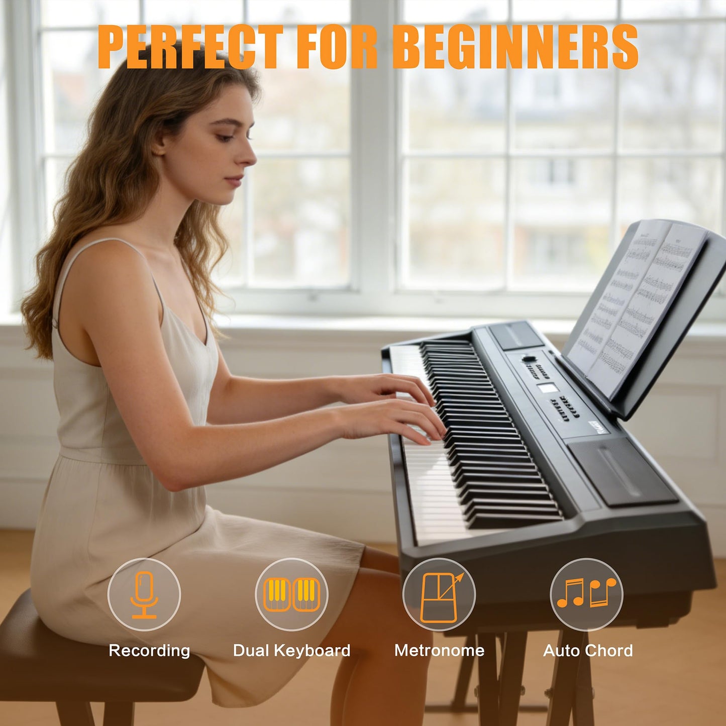 MSTNE Digital Piano 88 Key Weighted Keyboard Hammer Action, Full Size Electric Piano Keyboard with Adjustable Stand,Powerful Functional Panel,Professional 3 Pedal Unit for Beginner Intermediate Player