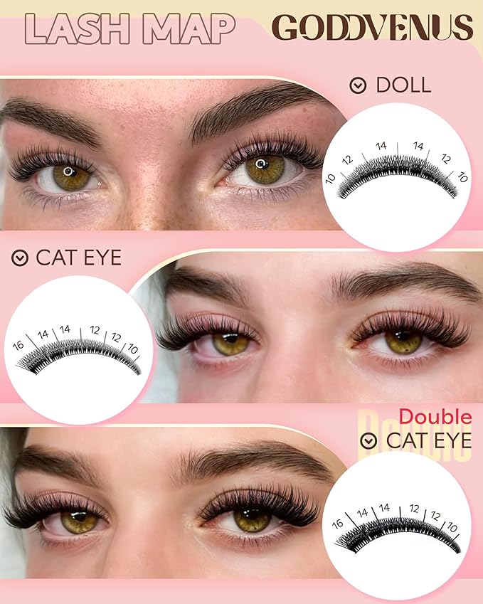 Wispy Lash Clusters Kit Mascara-like Natural Eyelash Clusters Lashes Cluster Eyelash Extensions Kit 10-16mm False Eyelashes Individual Lashes C Curl Lash Extension Kit For DIY
